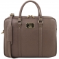 Preview: Saffiano-Leder Aktentasche Prato dunkel-taupe Preview: Saffiano-Leder Aktentasche Prato dunkel-taupe